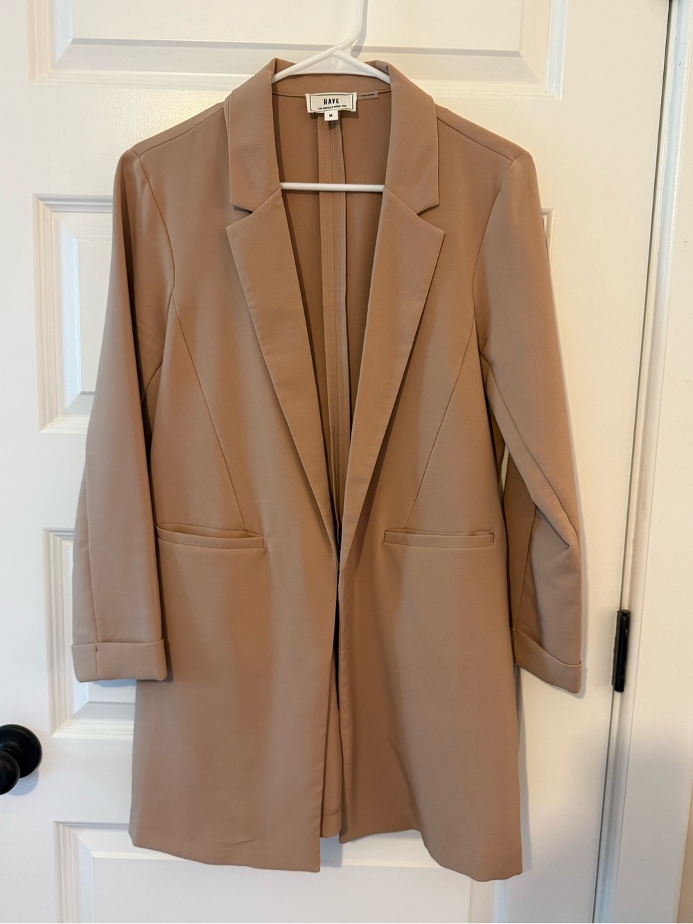 Have Beige Long Open-Front Blazer